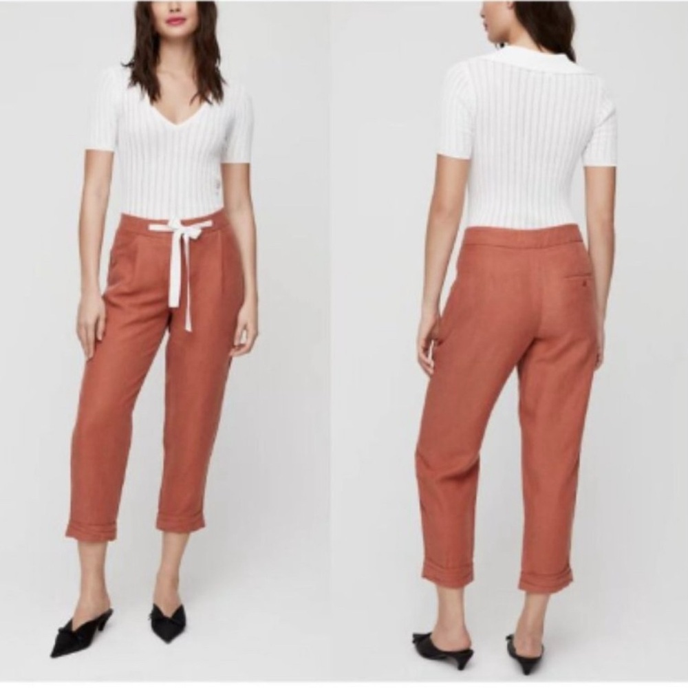 Aritzia Wilfred allant linen blend cropped pants Sz Small‎